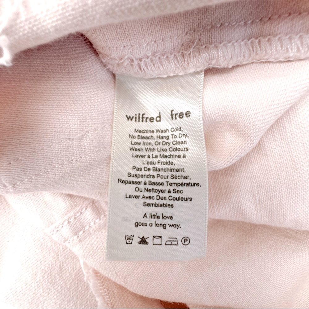 Aritzia Wilfred Free Distressed Tanit Denim Mini Skirt Pink Primrose - Size 8 - Picture 5 of 5